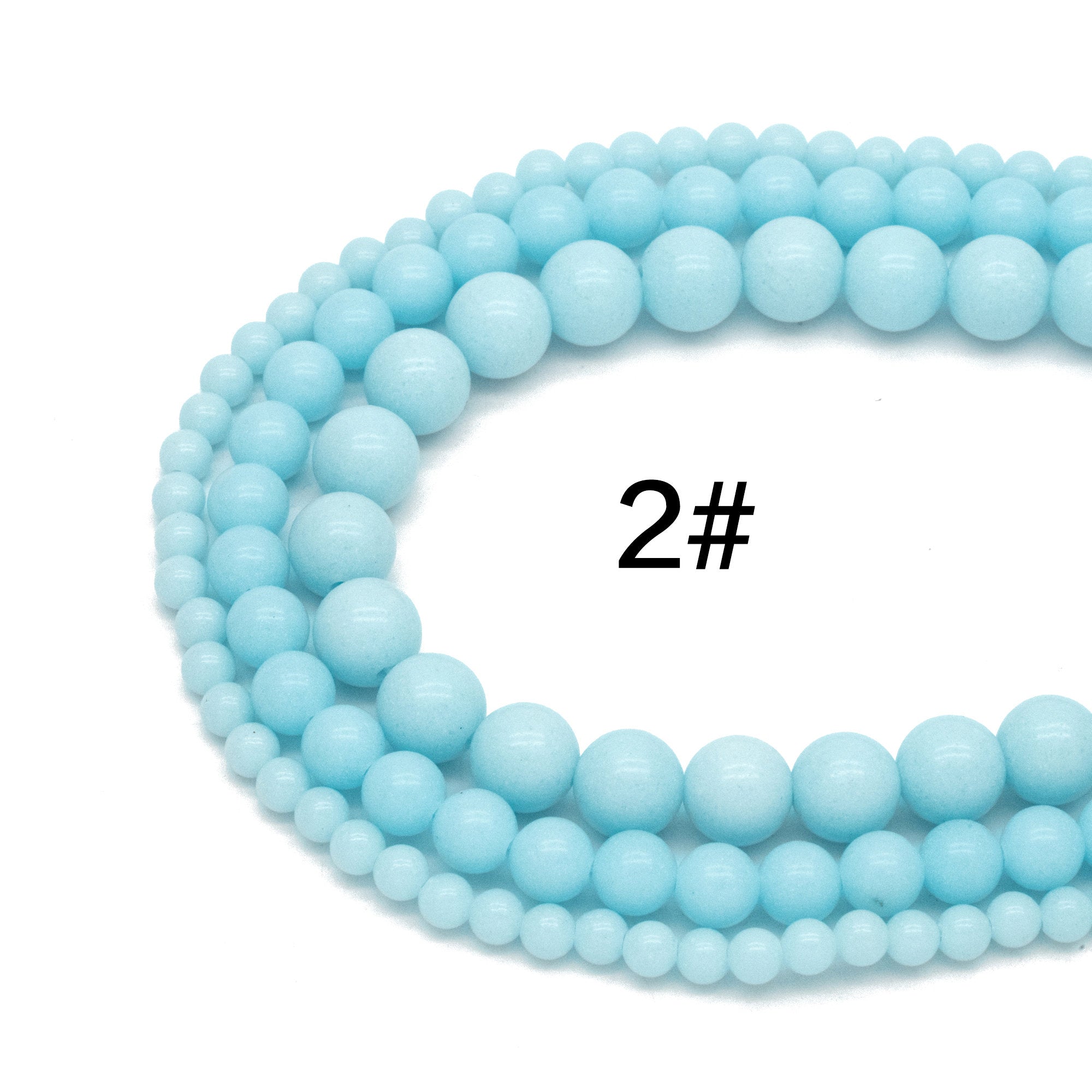 Luminous Stone Beads, Glow in the Dark, Blue/ Green/ Yellow/ Purple Fluorescent Sphere Ball Beads, 14" Strand (TR-014)