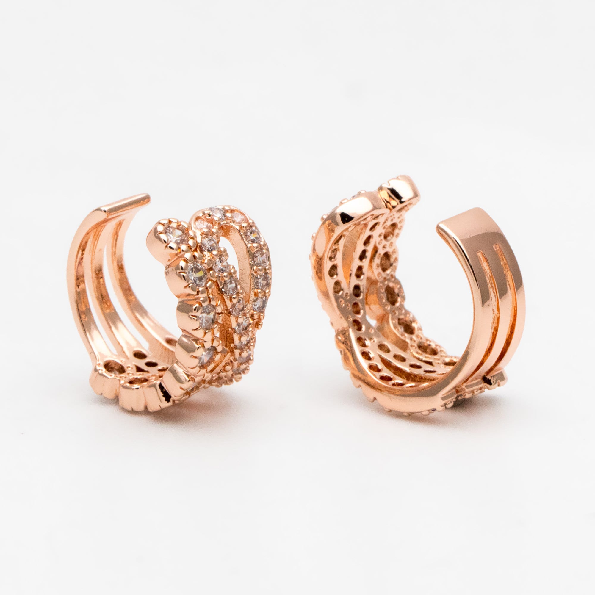 4pcs CZ Pave Gold/ Silver/ Rose Gold Ear Cuff, Cartilage, Dainty Earcuff Earring (GB-1335-E)