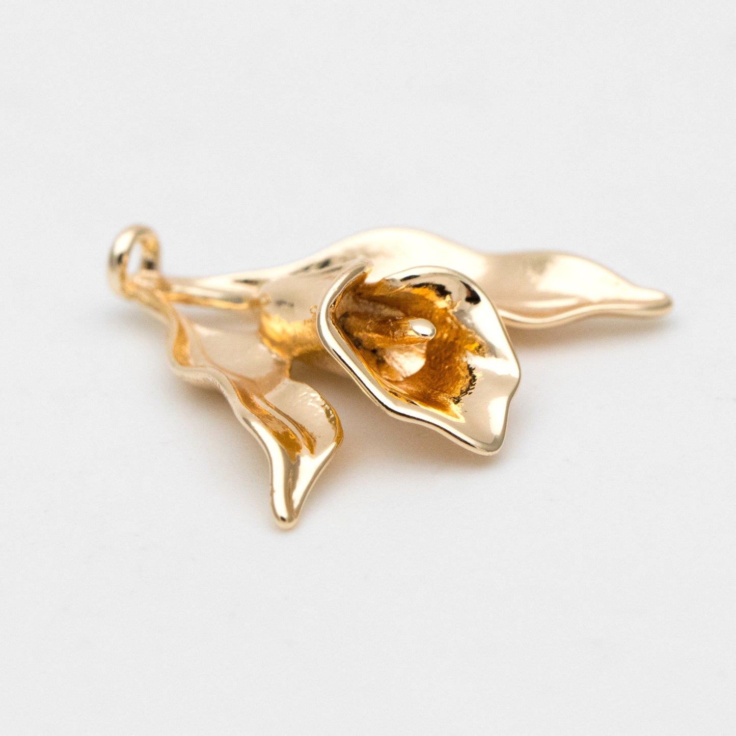 10pcs Gold Flower Charms, Gold plated Brass, Pearl Peg Mounts, Half Drilled Pearl Settings (GB-3770-F)