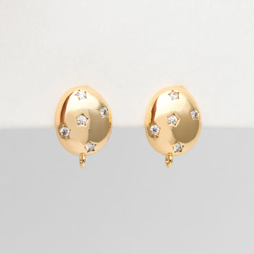 4pcs CZ Pave Star Oval Earring, Dainty Earrings, Geometric Earring Studs (GB-3440)