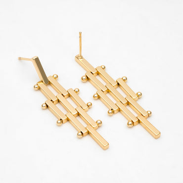4pcs Dangle Bar Ear Posts, Stud Earrings Findings, Geometric Earring Components (GB-3365)