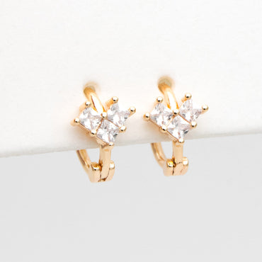 4pcs CZ Pave Tiny Heart Hoop Earrings 10mm, Huggie Earrings, Minimalist Earring, Small Gold Hoops Earring (GB-3467-E)