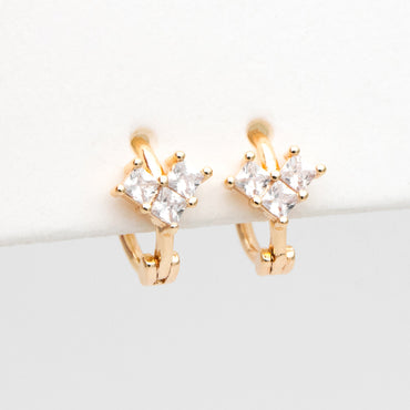 4pcs CZ Pave Tiny Heart Hoop Earrings 10mm, Huggie Earrings, Minimalist Earring, Small Gold Hoops Earring (GB-3467-E)