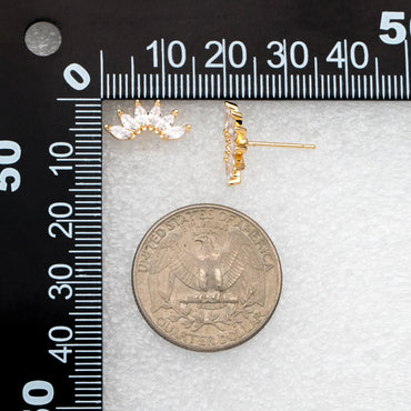 4pcs CZ Pave Leaf Earring, Flower Ear Posts, Dainty Earrings, Jewelry Making, Diy Material, Jewelry Supplies (GB-3369-J)