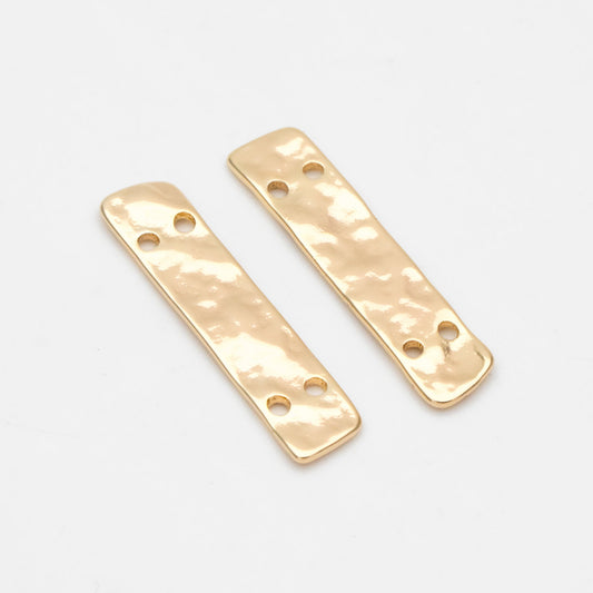 10pcs Gold Rectangle Connectors with 4 Holes, 18K Gold plated Brass, Bar Charms with Multi Holes (GB-1422-K)