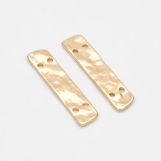 10pcs Gold Rectangle Connectors with 4 Holes, 18K Gold plated Brass, Bar Charms with Multi Holes (GB-1422-K)