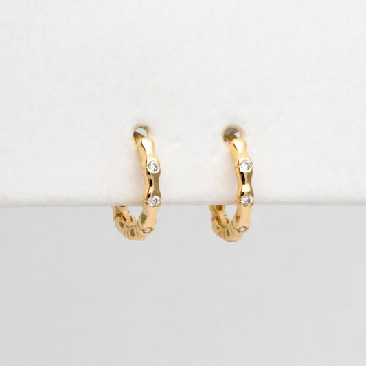 4pcs CZ Paved Hoop Earrings, 10mm, Dainty Huggie Earrings, Minimalist Earring, Small Gold Hoops Earring (GB-2815-A)
