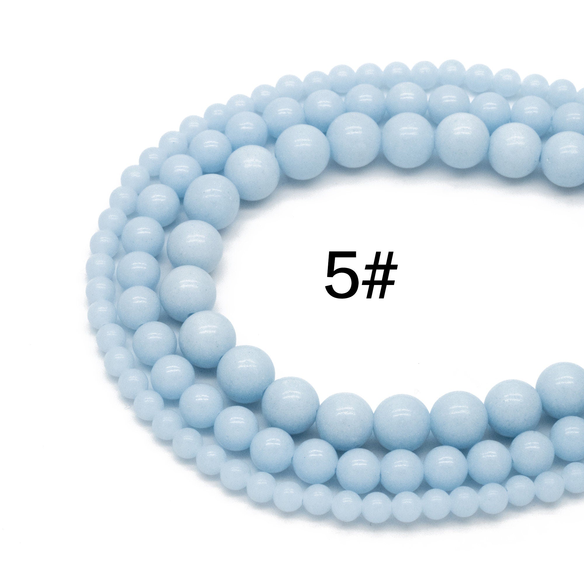 Luminous Stone Beads, Glow in the Dark, Blue/ Green/ Yellow/ Purple Fluorescent Sphere Ball Beads, 14" Strand (TR-014)