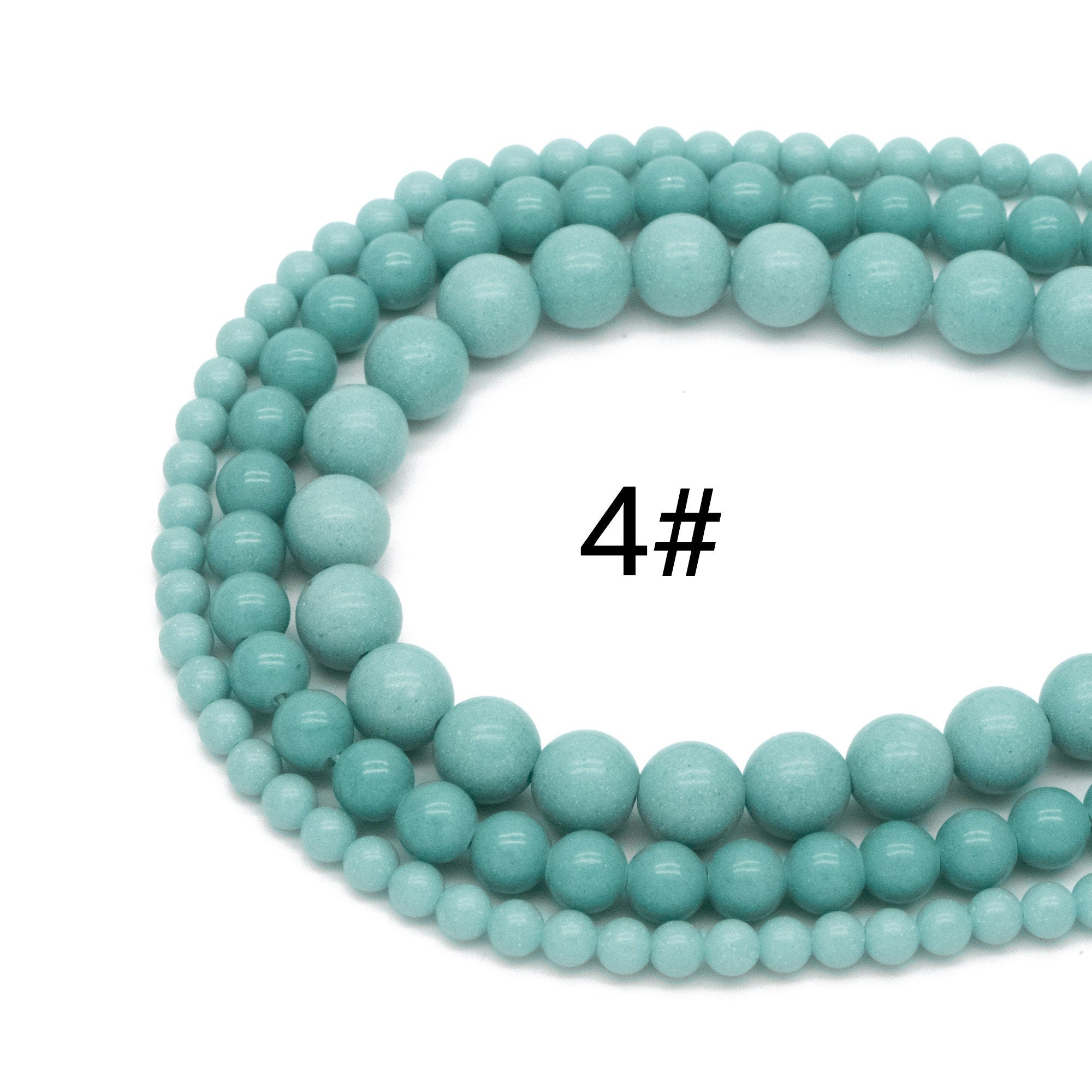 Luminous Stone Beads, Glow in the Dark, Blue/ Green/ Yellow/ Purple Fluorescent Sphere Ball Beads, 14" Strand (TR-014)