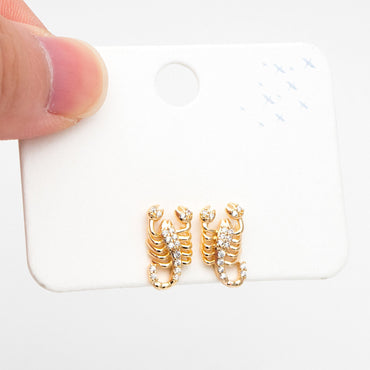 4pcs CZ Pave Gold Scorpion Ear post, 18K Gold Plated Brass Scorpio Ear Studs, Jewelry Supplies (GB-3392)