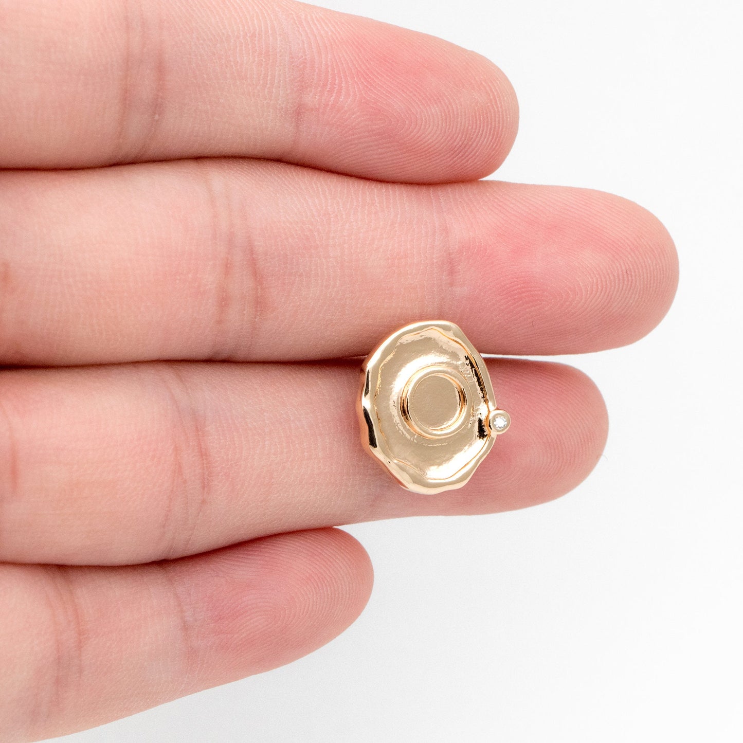 10pcs CZ Pave Gold Oval Earring with Loop, Oval Stud Earrings,Jewelry Making, Diy Material, Jewelry Supplies (GB-3404)