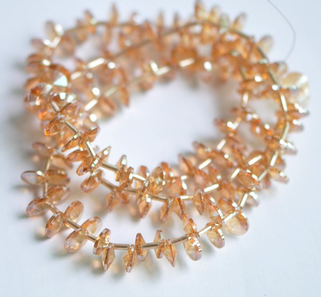 30pcs Crystal Glass Round Coin beads 8mm Champagne- (TS49-1)