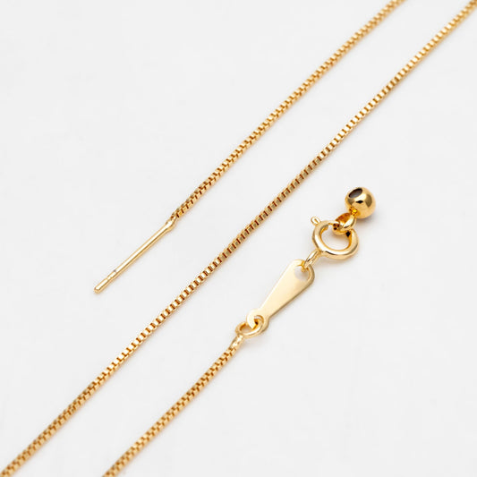 Gold/ Silver Box Chain Adjustable Necklace 0.9mm, Gold/ Rhodium plated Brass Finished Dainty Necklace, 20 Inch Ready to Wear (#LK-586)