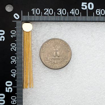 4pcs Gold Round Disc Tassel Earring Posts 51mm, 18K Gold plated Brass Dangling Stud Earring (GB-3484)