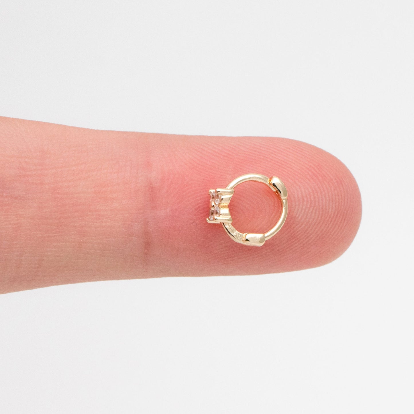 4pcs CZ Pave Tiny Flower Hoop Earrings 8mm, Dainty Huggie Earrings, Minimalist Earring, Small Gold Hoops Earring (GB-3474-G)