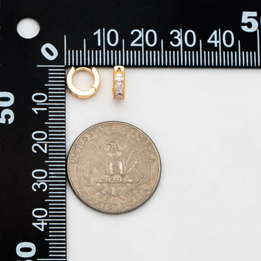 4pcs CZ Pave Tiny Hoop Earring, 9mm, Round Leverback Ear Hooks, Cartilage Hoop (GB-3474-E)