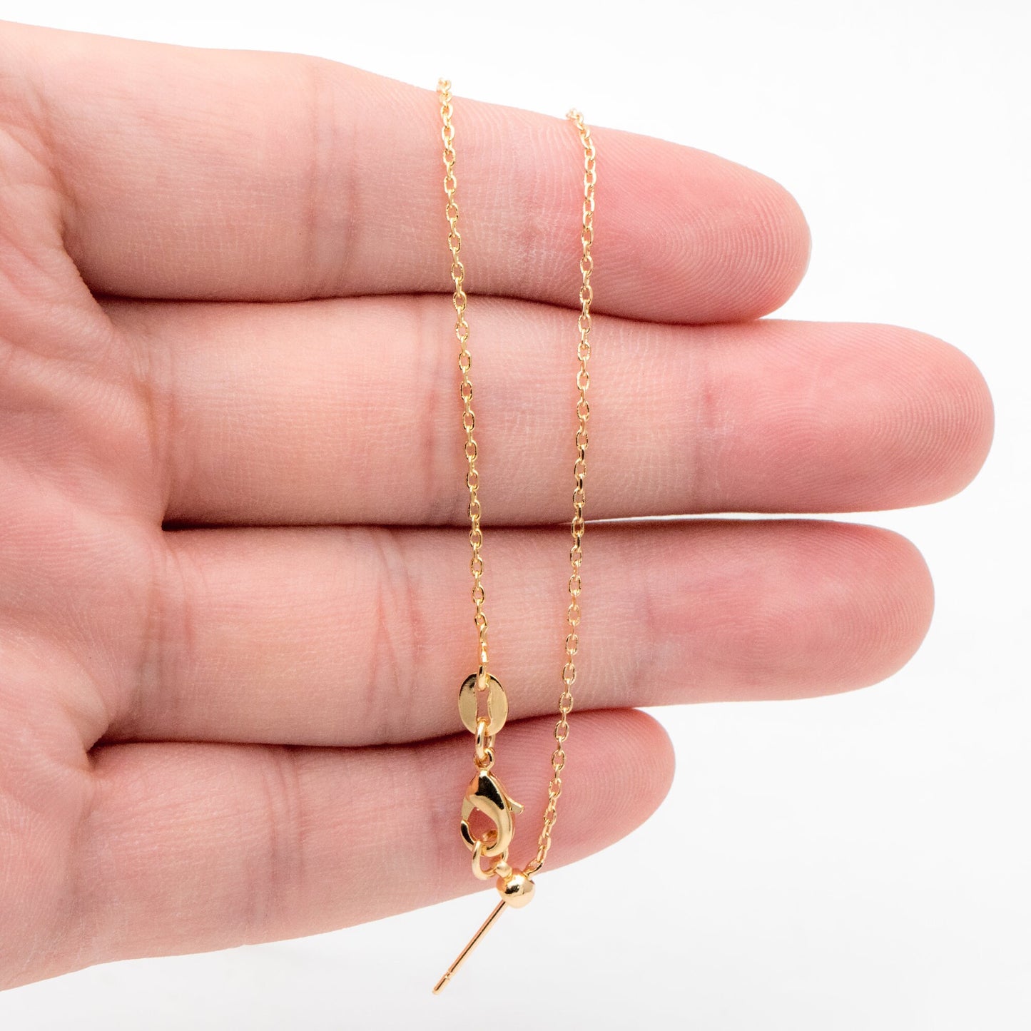 Gold/ Silver Cable Chain Adjustable Necklace 1mm, Gold/ Rhodium plated Brass Finished Dainty Necklace, 19.5 Inch Ready to Wear (#LK-587)