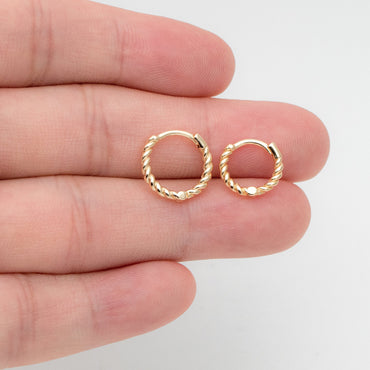 10pcs Gold/ Silver Minimalist Hoop Earrings 11/ 13/ 15mm, Gold Huggie Earrings, Huggie Hoops (GB-3457)