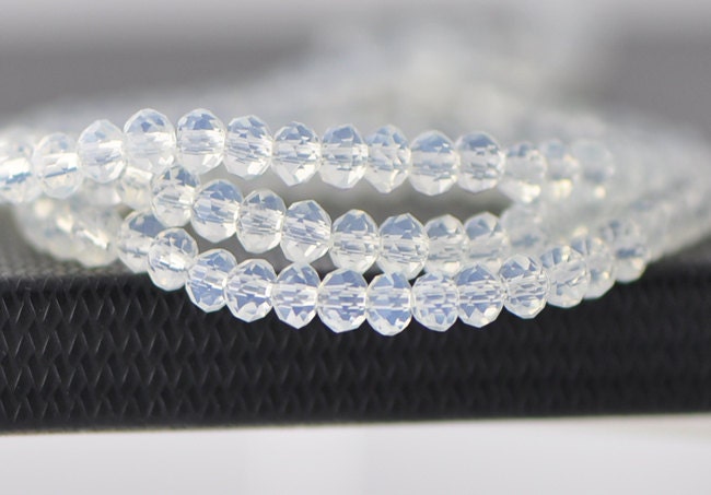 Rondelle Crystal Glass Faceted beads Opalite 3x4mm- (BZ04-52) / 145Pcs