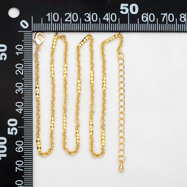 Gold Cable Chain 2.7mm Wide, Finished Bracelet/ Anklet/ Necklace with Extender Chain, 18K Gold plated Brass, Ready to Wear (#LK-104-2.7)