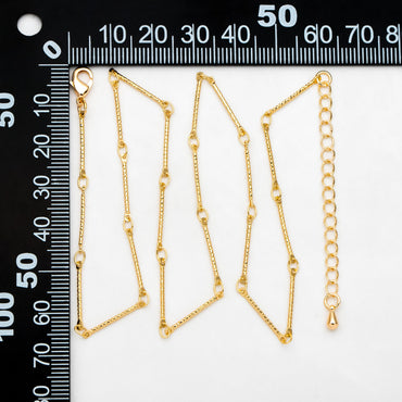 Gold/ Rhodium plated Brass Bar Link Chains, Finished Bracelet/ Necklace with Extender Chain, Ready to Wear (#LK-425)