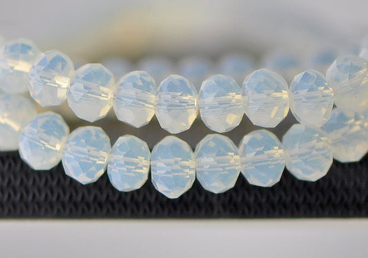 65 beads-Crystal Glass Faceted Rondelle Beads Opalite 6x8mm- BZ08-11/ Full strand