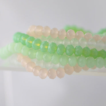 65 beads-Crystal Glass Faceted Rondelle Beads Opalite 6x8mm- BZ08-11/ Full strand