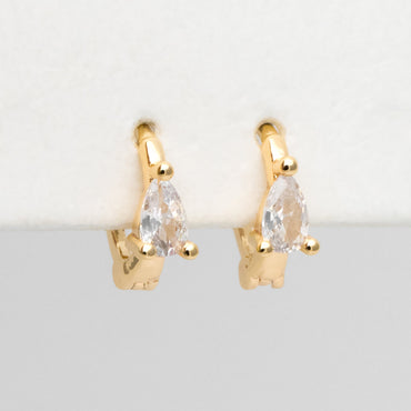 4pcs CZ Pave Tiny Teardrop Hoop Earrings, 12mm, Cartilage Hoop (GB-3467-C)