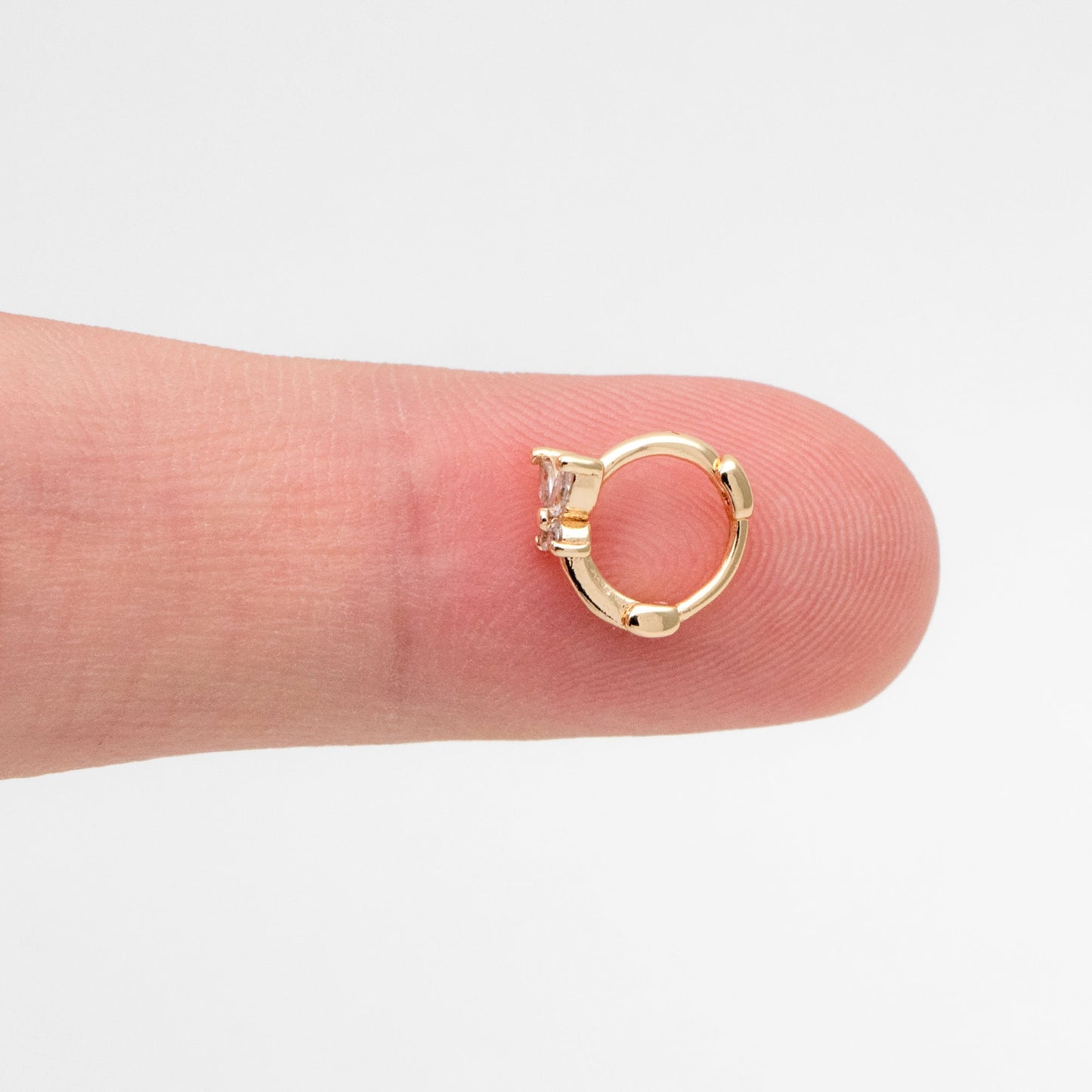 4pcs CZ Pave Tiny Butterfly Hoop Earrings 9mm, 18K Gold/ Rhodium plated Brass, Dainty Earring, Small Gold/ Silver Hoops Earring (GB-3476)