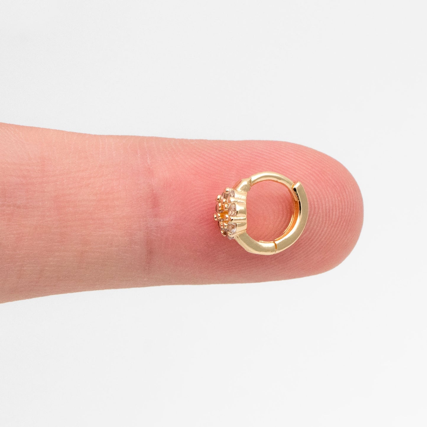 4pcs CZ Pave Circle Hoop Earrings 10/ 12mm, Dainty Huggie Earrings, Minimalist Earring, Small Gold Hoops Earring (GB-3478)