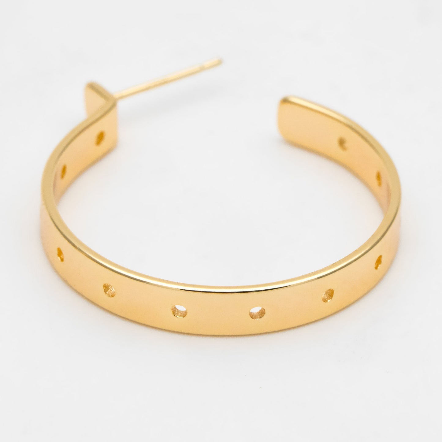 4pcs Gold Earring Posts 20/ 30mm, Gold plated Brass, Geometric Circle Stud Earring with Multi Holes (GB-3490)