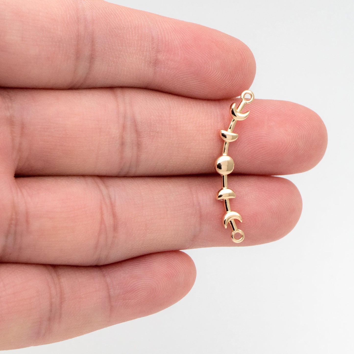 10pcs Gold Moon Phases Bar Connectors 30mm, Real Gold plated Brass Moon Charms (GB-3494)