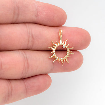 4pcs CZ Pave Gold Sun Charms, Sun Pendants, Jewelry Making, Diy Material, Jewelry Supplies (GB-1311-G)