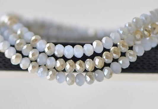 Faceted Rondelle Crystal Glass Beads Lavender Champagne 3x4mm- BZ04-97/ 145pcs