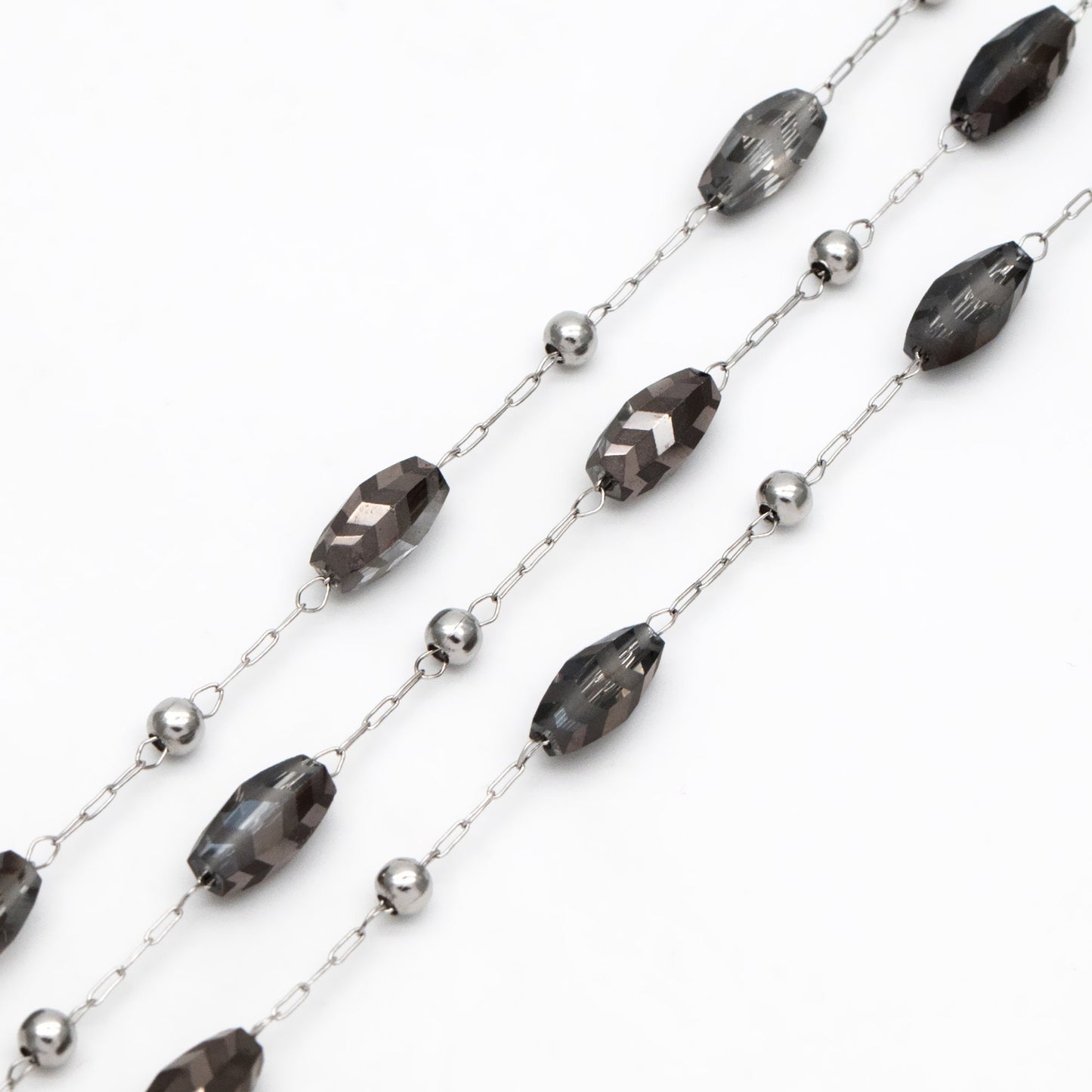 Stainless Steel Glass Beaded Chains, Clear AB Beads (#LK-588-1)/ 1 Meter=3.3 ft