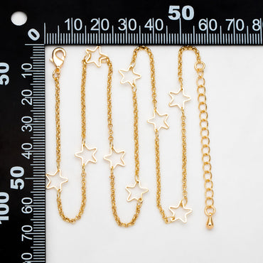 Gold Star Chain, Finished Bracelet/ Anklet/ Necklace, Adjustable with Extender Chain, Ready to Wear (#LK-421)