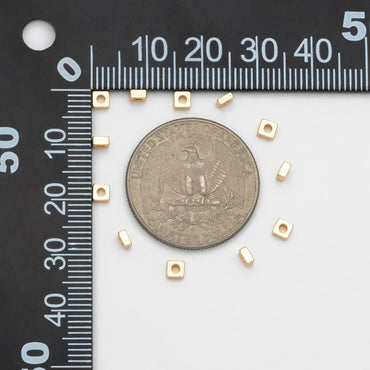 20pcs Gold Cube Spacer Beads 3mm, Real Gold plated Brass Square Beads, Lead Nickel Free (GB-3504)