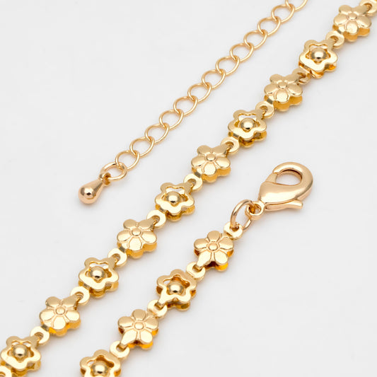 Gold plated Brass Chevron Leaf Chain 6.3mm, Finished Bracelet/ Anklet/ Necklace with Extender Chain, Ready to Wear (#LK-416)