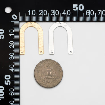 10pcs Brushed U Shaped Connectors With 3 Holes, Gold/ Rhodium plated Brass, Jewelry Making, Diy Material, Jewelry Supplies (GB-3817-Q)