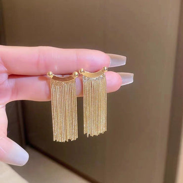 4pcs Chain Tassel Earrings, Long Tassel Stud Earring, Gold Dangling Earrings, Minimalist Earrings (GB-3355)