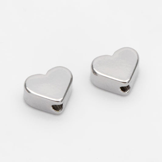 10pcs Gold/ Rhodium plated Brass Heart Beads 5.8mm (GB-910)