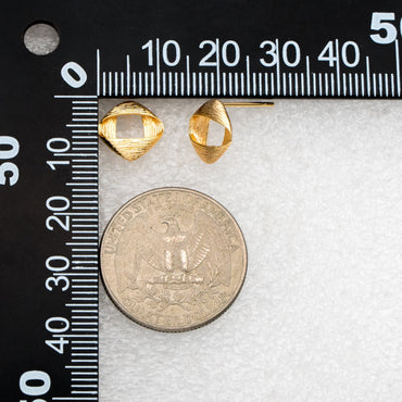 10pcs Brushed Gold Square Ear Posts 11x9mm, Real Gold Plated Brass Geometric Earring Studs (GB-2162)