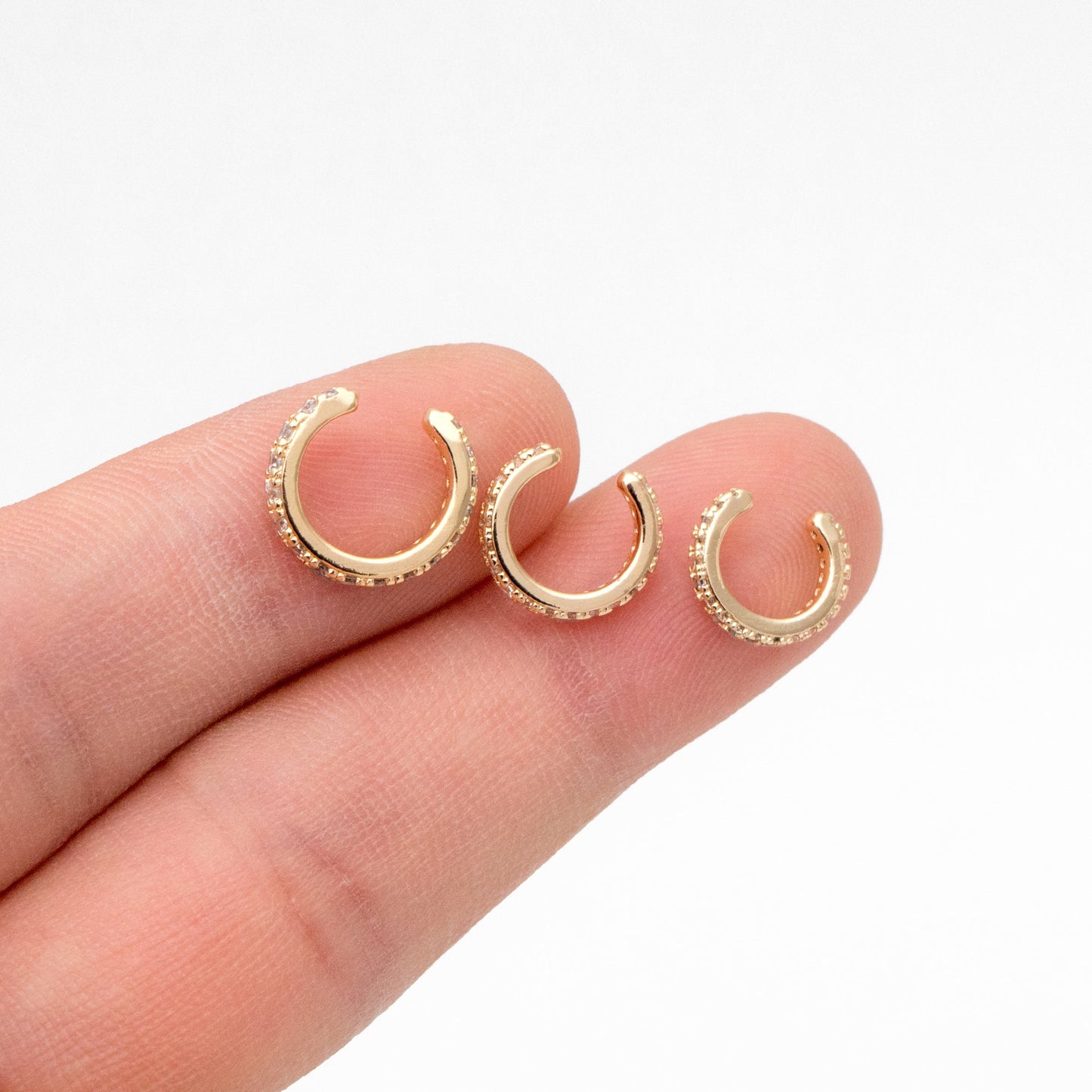 4pcs CZ Pave Ear Cuff 10/ 11/ 12mm, Minimalist Cartilage Earrings, Dainty Earcuff Earring (GB-3568)