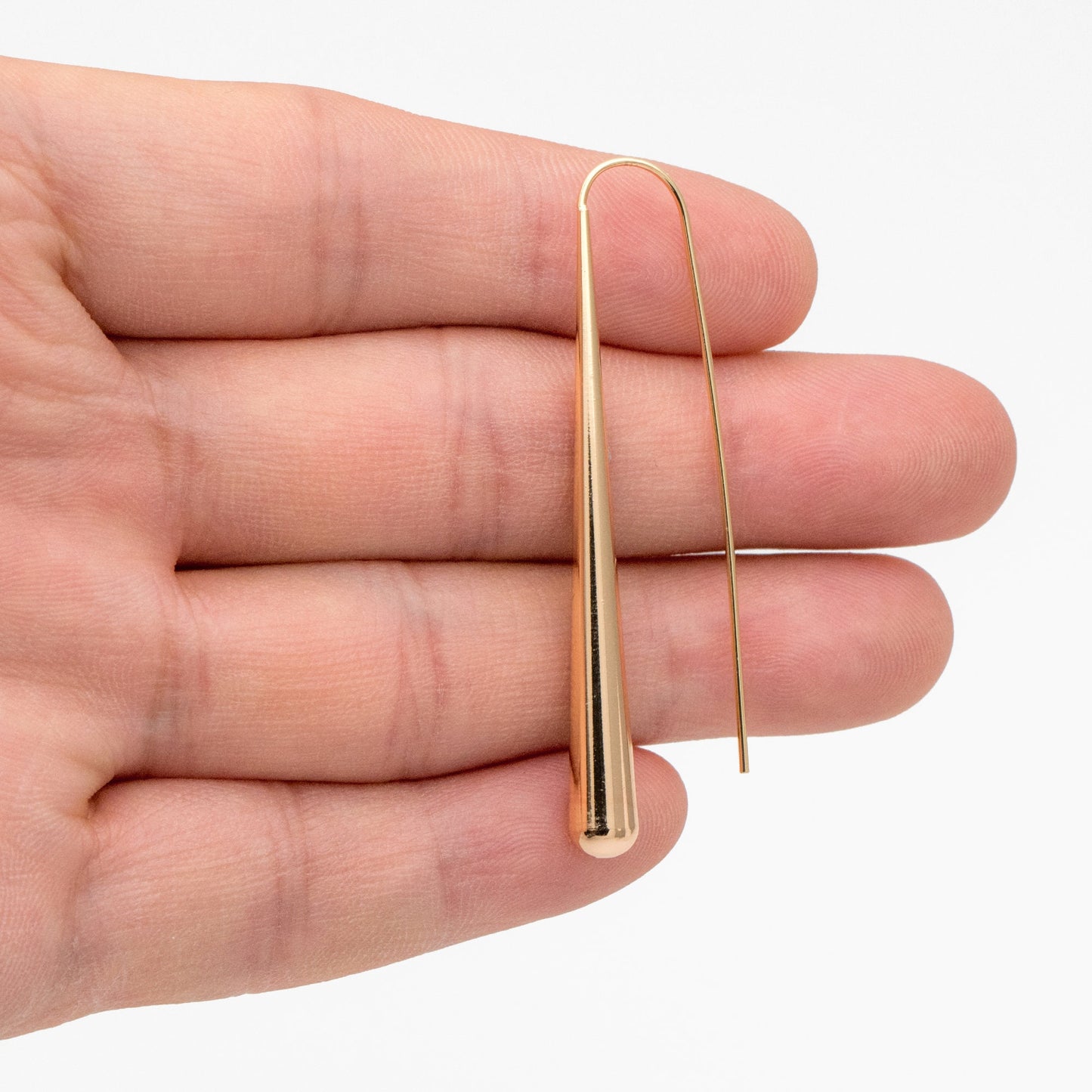 4pcs Gold/ Silver Long Teardrop Hook Earrings, Gold/ Rhodium plated Brass, Minimalist Water Drop Earrings (GB-3576)