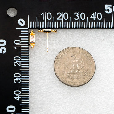 10pcs CZ Pave Rectangle Earring Studs, 18K Gold plated Brass Ear Posts, Geometric Earring Findings (#GB-3526)