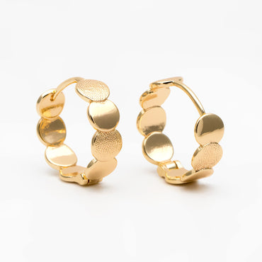 4pcs Gold/ Silver Round Disc Hoop Earrings , Gold/ Rhodium plated Brass Huggie Earrings 15mm, Minimalist Circle Earrings (GB-3530)
