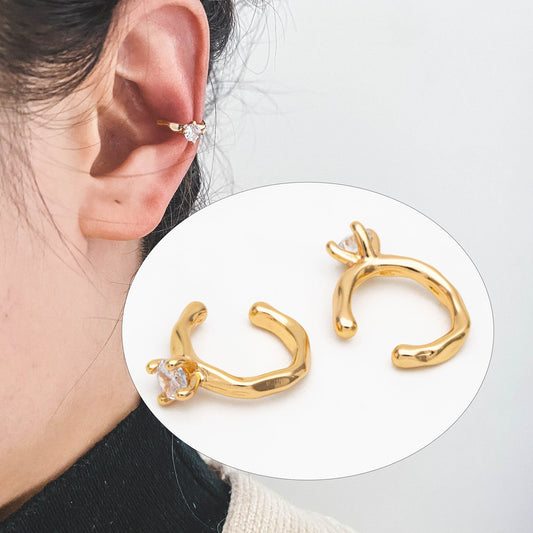10pcs CZ Pave Ear Cuff, Minimalist Cartilage Earrings, Dainty Earcuff Earring (GB-3539-E)