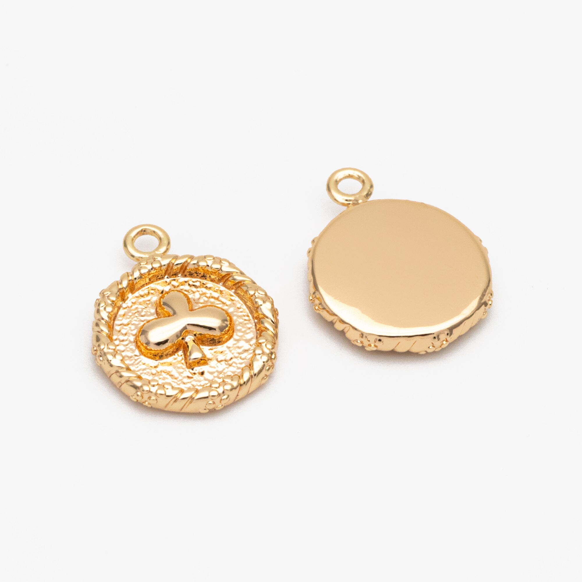 10pcs Gold Plated Brass Poker Charms: Heart/ Club/ Dimond/ Spade Card Pendants (GB-3587)