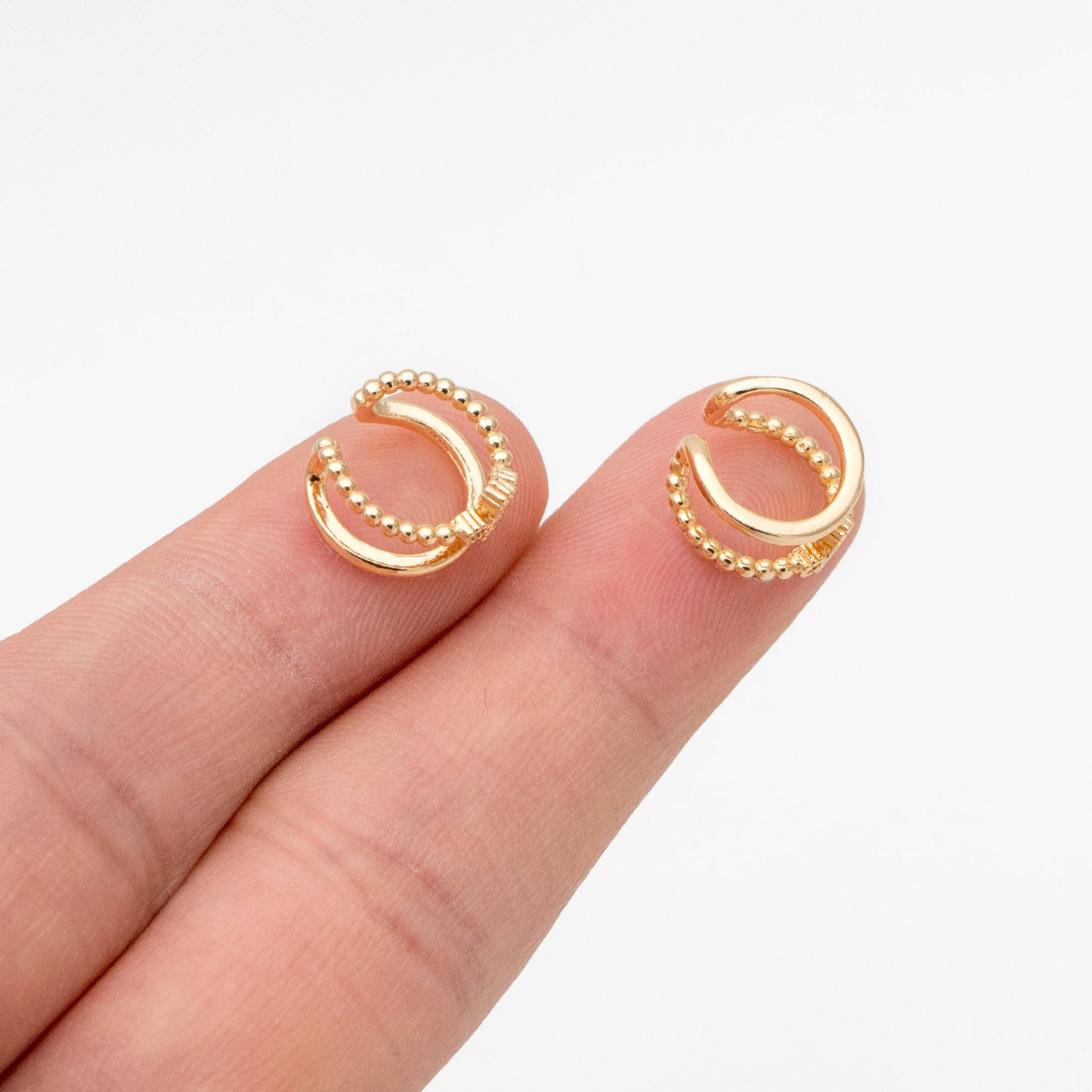 4pcs CZ Pave Cross Ear Cuff, Double Band Ear Cuff, Dainty Earcuff Earring (GB-3539)