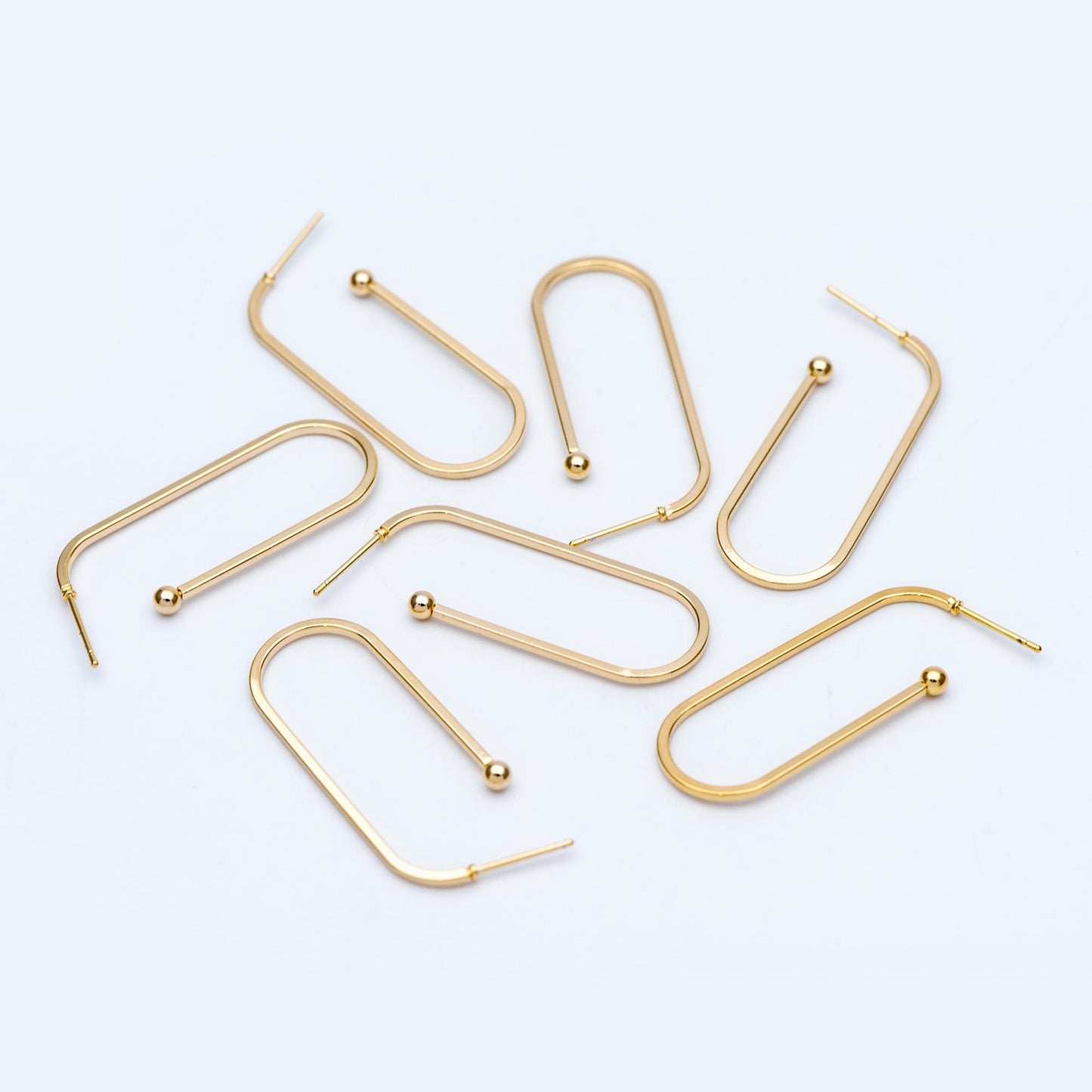 10pcs Gold Stud Earring, Simple Geometric Earring Posts, DIY Ear Wire Components (GB-679)